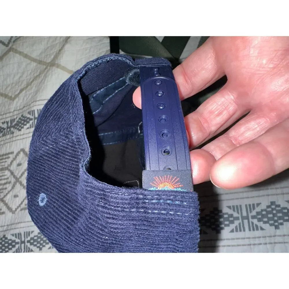 Faherty Brand Navy Corduroy Snapback Hat Sunrise Patch Adjustable Baseball Cap
